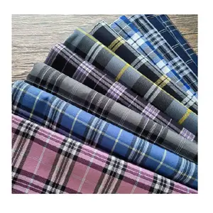 In stock 32 s Wholesale good quality Y/D shirting fabric woven TC poly cotton plaid yarn dyed check stock fabric