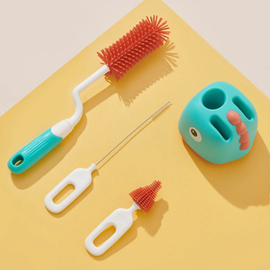 Lot de 3 brosses de nettoyage pour biberons en plastique écologiques avec base de rangement, brosse à tétine à 360 degrés sans zone morte - Product Image 1