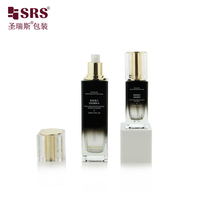 Emballages de produits de soin de la peau en verre de forme carrée, flacons de lotion à dégradé de 40 ml et 100 ml