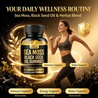 Mousse de Mer Huile de Nigelle Ashwagandha Gingembre Gommes 60 Immunité Énergie Detox Vegan Santé Quotidienne Complément