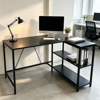 Bureau de jeu ergonomique en forme de L avec étagère, structure métallique robuste, table d'ordinateur d'angle pour joueur professionnel