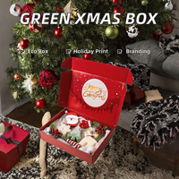 Boîte d'expédition de Noël en carton ondulé personnalisée, verte, en forme d'avion, avec motif de sapin de Noël estampé en relief, recyclable
