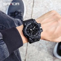 Jam Tangan Pria SANDA 6030 Mewah Sport Quartz Analog-Digital Tampilan 5BAR Tahan Air Kronograf Layar LED