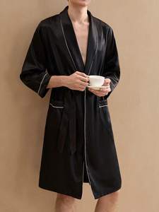 Hot Sale High Quality Solid Color Silk Satin Summer Nightdress Quick Dry Breathable Pajama <strong>Robe</strong> - Product Image 3