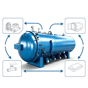 Vulcanisateur automatique de précision, autoclave pour le recyclage des pneus, dispositif électronique d'amortissement, réservoir en acier inoxydable, caractéristiques de sécurité élevées - Product Image 1
