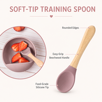 Ensemble de 9 pièces pour l'alimentation des bébés, en bois et silicone de qualité alimentaire sans BPA, 0-12 mois, comprenant assiette à ventouse en forme de crabe, bol, bavoir, tasse à bec, cuillère et fourchette