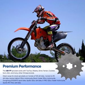 Pignon avant 428 17T 17mm pour VTT et <span class=keywords><strong>Quad</strong></span> <span class=keywords><strong>50</strong></span>-160cc TaoTao Roketa Coolster Sunl Lifan Zongshen <span class=keywords><strong>Apollo</strong></span> – Vente directe usine - Product Image 5