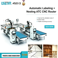 Machine d'étiquetage CNC pour la production de meubles en panneaux, avec routeur ATC, perçage, chargement et déchargement automatiques du bois, et perçage en rangée