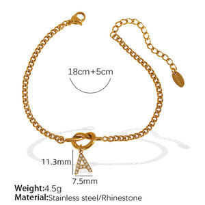 Pulseras y Brazaletes de Moda al por Mayor de Acero Inoxidable 316L con Baño de Oro de 14k y 18k, Pequeños y Delicados con Letras para Mujer - Product Image 6