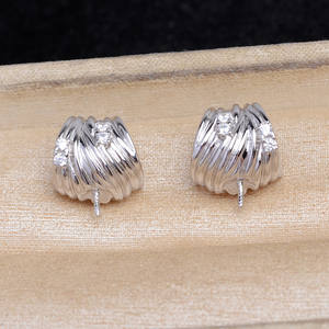 Boucles d'oreilles en argent S925 Baotou JG5957, accessoires de bricolage, bijoux en perles, 15-16 mm, boucles d'oreilles en forme de chapeau cache-cernes - Product Image 4