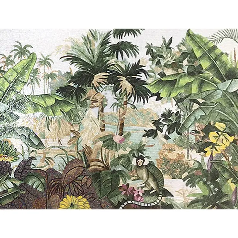 Pintura clásica de la selva tropical, Mural de pared de mosaico de azulejos de cristal, patrones de arte decorativos