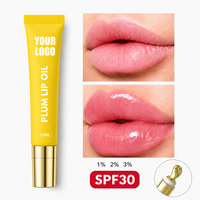 Huile à lèvres repulpante magique hydratante brillante 20ML avec logo personnalisé, végane, sans cruauté, changeant de couleur, SPF30