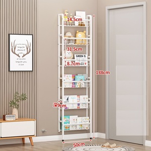 Bookshelves Behind the <b>Door</b> <b>Shelves</b> Wall Mounted Wrought Iron ultra Thin Bookcases Steel Storage Cabinets No Punching - Product Image 4