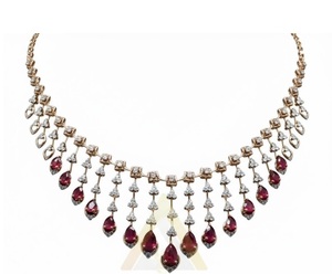 Ensemble de collier luxueux en rubis et diamants, perles gracieuses, bijoux fins intemporels avec finition brillante pour femmes et tenues de soirée - Product Image 2