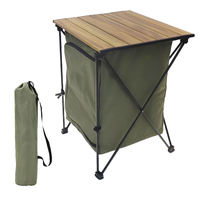 Table de camping légère et portable 2 places avec rangement intégré, base trépied robuste en aluminium, panneaux latéraux en tissu enroulable, pour l'extérieur