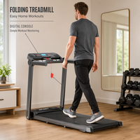 Tapis roulant pliable pour la marche et la course, équipement de cardio-training pour la maison avec console numérique et clé de sécurité