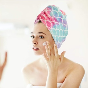 Toalla de microfibra absorbente con logo de sirena impreso personalizado, turbante para secar el cabello, accesorios para el cabello con diseño de escamas de pez - Product Image 2