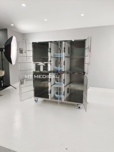 MT Hôpital vétérinaire médical 304 Équipement en acier inoxydable Clinique de cage vétérinaire pour animaux de compagnie, chiens et chats hospitalisés - Product Image 2