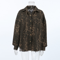 Veste décontractée en satin imprimé léopard vintage à la mode d'automne avec décoration de boutons respirants et remplis de coton à manches longues