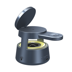 Giá đỡ điện thoại di động có loa không dây tương thích với <span class=keywords><strong>iPhone</strong></span>/<span class=keywords><strong>iPad</strong></span>, Bộ sạc không dây từ tính có đèn cho gia đình, văn phòng, ngoài trời - Product Image 3