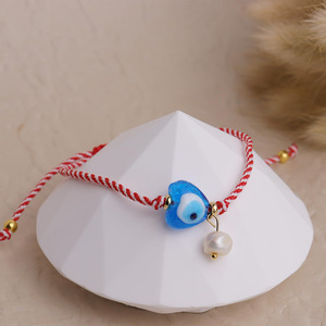 Atacado Personalizado Martis Pulseiras Minimalista <span class=keywords><strong>Evil</strong></span> <span class=keywords><strong>Eye</strong></span> Love Cross Handmade Corda Ajustável Marcha Grega Pulseiras para As Mulheres - Product Image 2