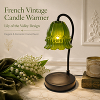 Lampe à cire verte style INS, diffuseur d'arômes sans flamme, veilleuse de chevet à intensité variable pour chambre à coucher