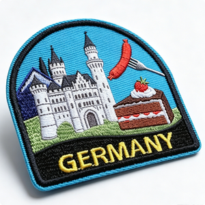 Germany Castle Sausage Cake Embroidered Patch Iron-On Fabric Applique Gift - Product Image 2