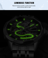 Montre-bracelet mécanique automatique de luxe pour homme Forsining, bracelet en acier, design Route d'escalade Mount Everest, cadran ajouré, lumineuse, vente en gros