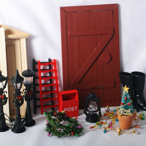1:12 maison de poupée Mini rotin guirlandes lumineuses jouet décoration de <span class=keywords><strong>porte</strong></span> de noël bjd accessoires de maison de poupée - Product Image 3