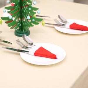 プロモミニクリスマスサンタ帽子銀器ホルダー用品クリスマスパーティーディナーテーブル食器装飾 - Product Image 6