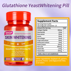 Set de Día y Noche para Blanquear y Aclarar la Piel, Antienvejecimiento, Marca Privada OEM, Suplemento de Glutatión Puro, Píldoras Blanqueadoras de Levadura - Product Image 4