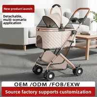 Poussette pour animaux de compagnie pliable, légère, durable, à 4 roues, en tissu Oxford, chariot de transport pour chiens et chats