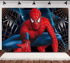 Fondo de Vinilo Impreso para Fiestas al por Mayor, Diseño de Dibujos Animados de <span class=keywords><strong>Marvel</strong></span> Spider-Man, para Decoración Romántica de Cumpleaños - Product Image 4