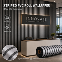Rouleaux de papier peint PVC personnalisés, rayés, décoratifs, revêtement mural imperméable, surface texturée, support OEM ODM, salon, chambre à coucher