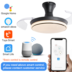 <span class=keywords><strong>Ventilateur</strong></span> de plafond décoratif LED moderne Y201 avec télécommande, <span class=keywords><strong>blanc</strong></span>, 39 pouces, <span class=keywords><strong>lustre</strong></span> rétractable invisible - Product Image 3