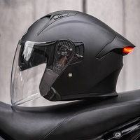 Casque de moto à visière ouverte de haute qualité avec certification DOT, éclairage LED intelligent, double visière, casque de motocross demi-visage