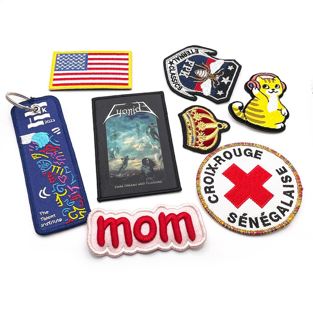 Custom Embroidered Fabric Patches Bulk Heat Press 3D Custom Logo Applique Badges Sew Iron-On for Clothing Heat Resistant Durable