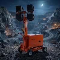 Tour d'éclairage manuelle portable de 7 m avec générateur et 4 projecteurs LED de 300 W