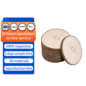 Fette di <span class=keywords><strong>Legno</strong></span> Naturale Rotonde <span class=keywords><strong>con</strong></span> Bordo Naturale per Artigianato Fai-da-Te, Decorazioni per Matrimoni e Centrotavola - Product Image 1