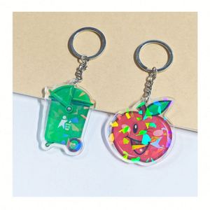 Custom Printed Anime Keychain Design <b>Glitter</b> Epoxy/Hologram Laser Cut Engraved Acrylic Charm Offset Printing on Resin & Alloy - Product Image 1