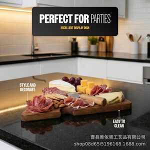 Plateau de service en bois de forme irrégulière, planche à fromage pour fêtes et apéritifs, facile à nettoyer - Product Image 1
