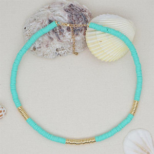 NC1094 Perles Heishi Collier disco d'oro in rilievo arcobaleno polimero argilla disco in vinile <span class=keywords><strong>perline</strong></span> Heishi <span class=keywords><strong>collana</strong></span> girocollo da spiaggia per <span class=keywords><strong>donna</strong></span> - Product Image 5