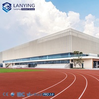 Struktur Bangunan Baja Lapangan Sepak Bola Turf Indoor Prefabrikasi Desain Modern, Stadion Olahraga Logam dengan Sertifikasi CWB