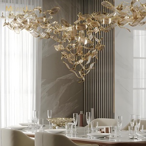 Luminaire AC de <span class=keywords><strong>bureau</strong></span> dans le hall de l'hôtel Lustre en verre torsadé au design artistique pour un salon simple, une salle à manger et un <span class=keywords><strong>bureau</strong></span> de vente - Product Image 2