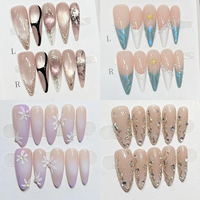 Boîte d'emballage rétro pour ongles artificiels, design tendance, ongles artificiels à couverture complète, longs ongles stiletto faits à la main, ongles à presser