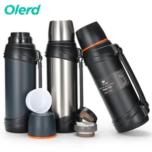 Large Capacity stainless steel pot Double Wall vacuum flask travel sports water bottle with handle and lid