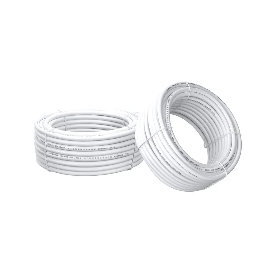 Tira de alimentación Flexible, Cable de aislamiento de PVC, RVV, 3 núcleos, 3x0,75 mm2, Cable de alimentación eléctrico de protección aislado blanco