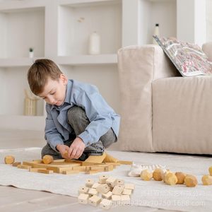 Wooden Cube Blocks With Holes 4x4x4cm For Children Building And Crafting <b>Model</b> <b>Kits</b> - Product Image 4