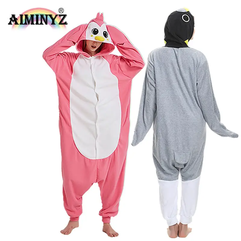 Aiminyz ODM ชุดนอนลายการ์ตูน onsie ขนแกะอบอุ่นในฤดูหนาวทรงหลวมหลวม