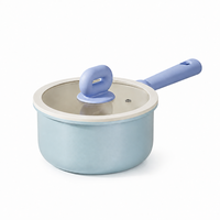 Casserole antiadhésive en céramique 18/20 cm avec couvercle, compatible induction, gaz et électrique, idéale pour la préparation saine du lait en cuisine